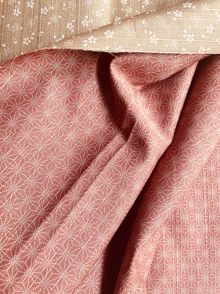 Double Print Sakura/Asanoha Leinenoptik – rosa/taupe