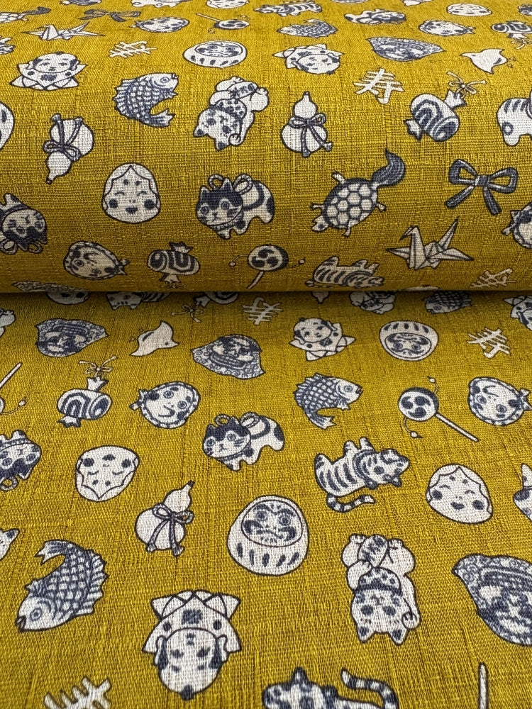 Kokka Glücksbringer - Leinenoptik - lime