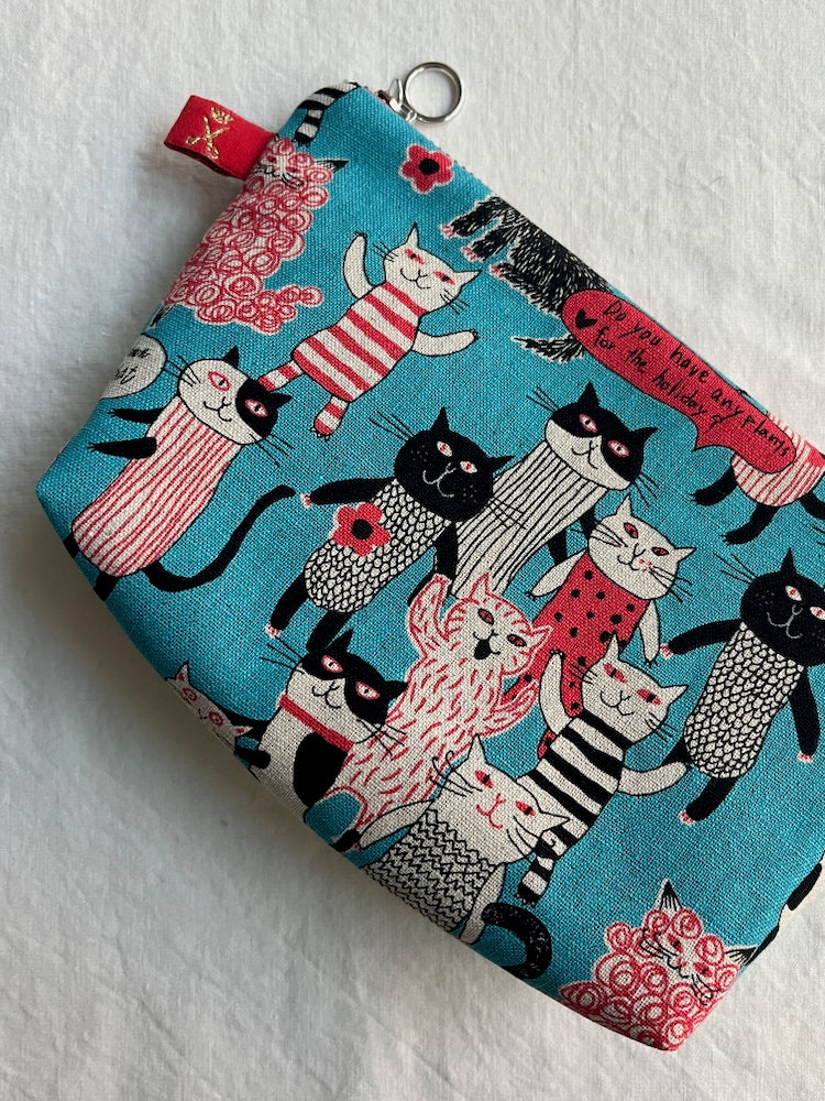 Nähkit – Kosmetiktasche M, Funny Cats & Glitzer Black