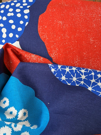 Kokka Echino - Cloud Flower Canvas blau/rot