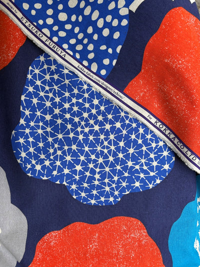 Kokka Echino - Cloud Flower Canvas blau/rot