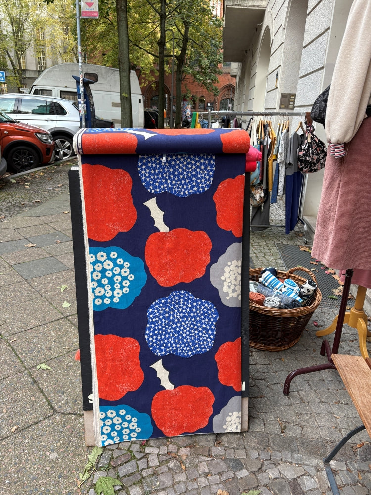 Kokka Echino - Cloud Flower Canvas blau/rot