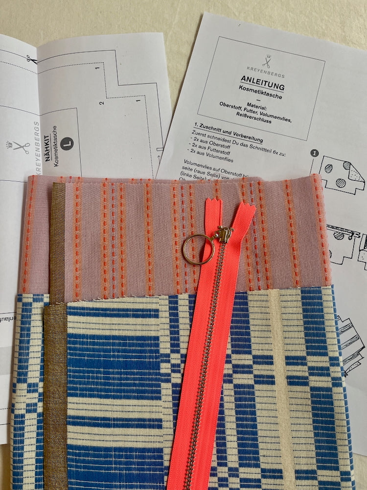 Nähkit – Kosmetiktasche L, Fableism Cobalt/Lavendel