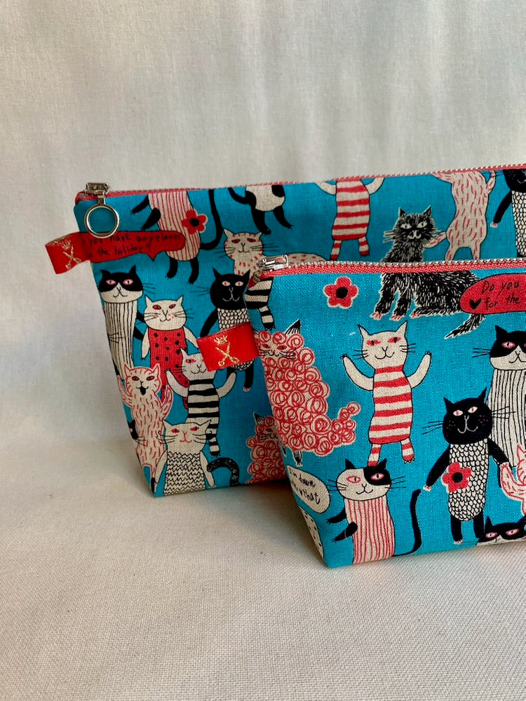 Nähkit – Kosmetiktaschen Set, Funny Cats & Glitzer Black