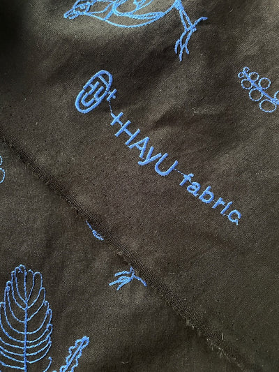 Kokka +HAyU Birds Embroidered – Black