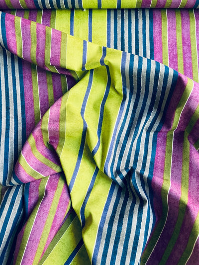 Kokka Stripes – Grün-Violett