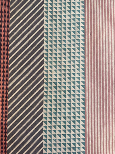 Kokka Echino Canvas Kikakika Panel - rosa/petrol/grau