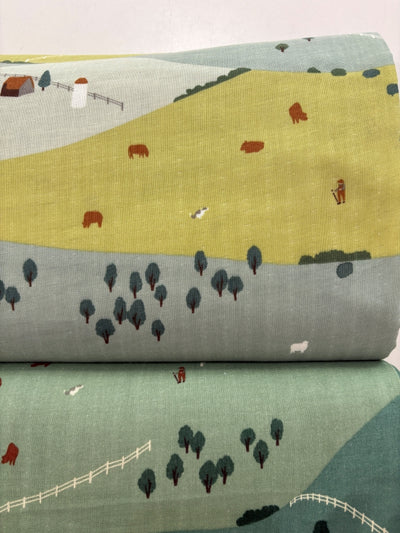 Kokka Muddy Works Double Gauze - Farm pistazie-mint