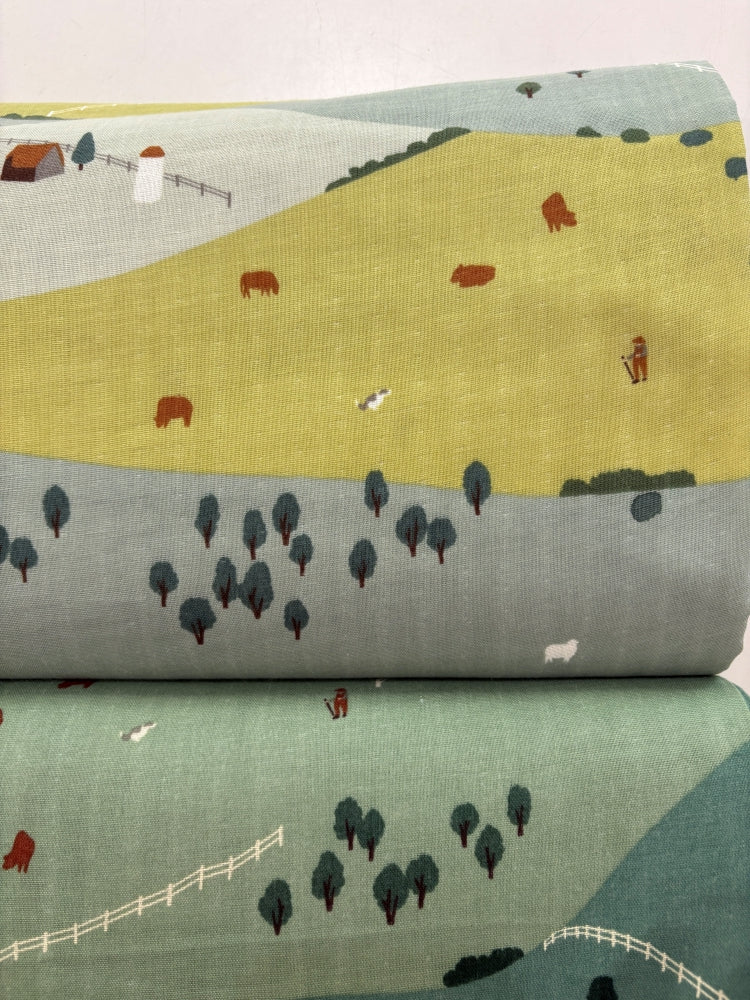 Kokka Muddy Works Double Gauze - Farm pistazie-mint