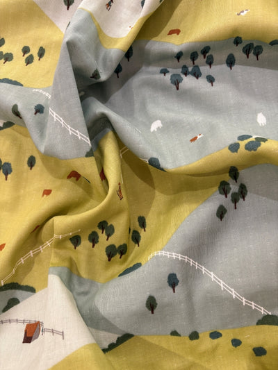 Kokka Muddy Works Double Gauze - Farm pistazie-mint