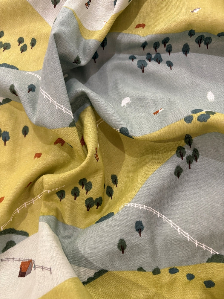 Kokka Muddy Works Double Gauze - Farm pistazie-mint