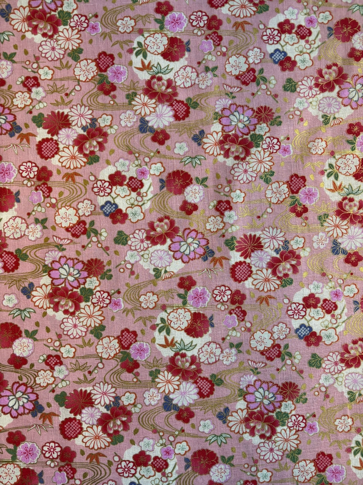 Hokkoh Frühlingsblüten - Leinenoptik - rosa gold