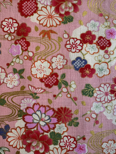 Hokkoh Frühlingsblüten - Leinenoptik - rosa gold