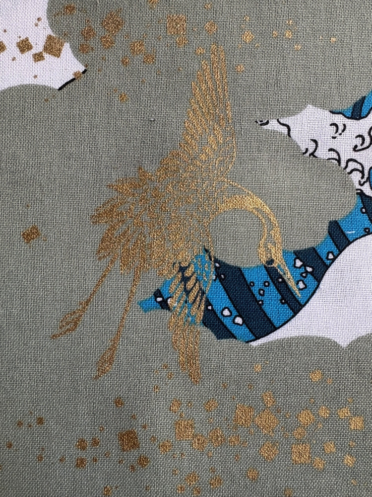 Hokusai Welle/ Goldkranich - grün