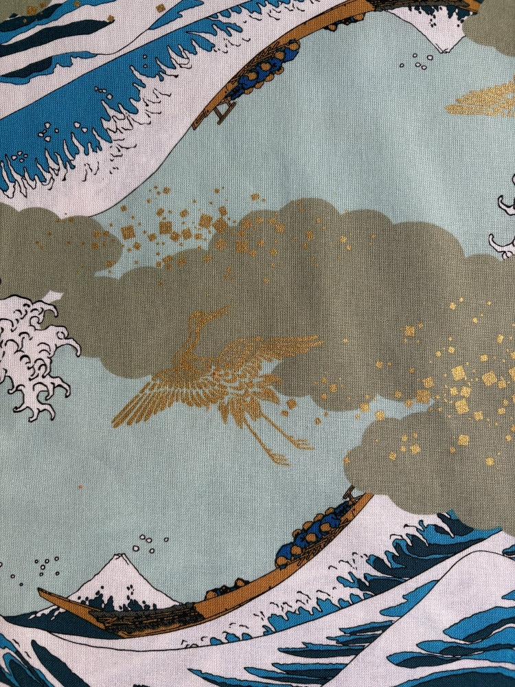 Hokusai Welle/ Goldkranich - grün