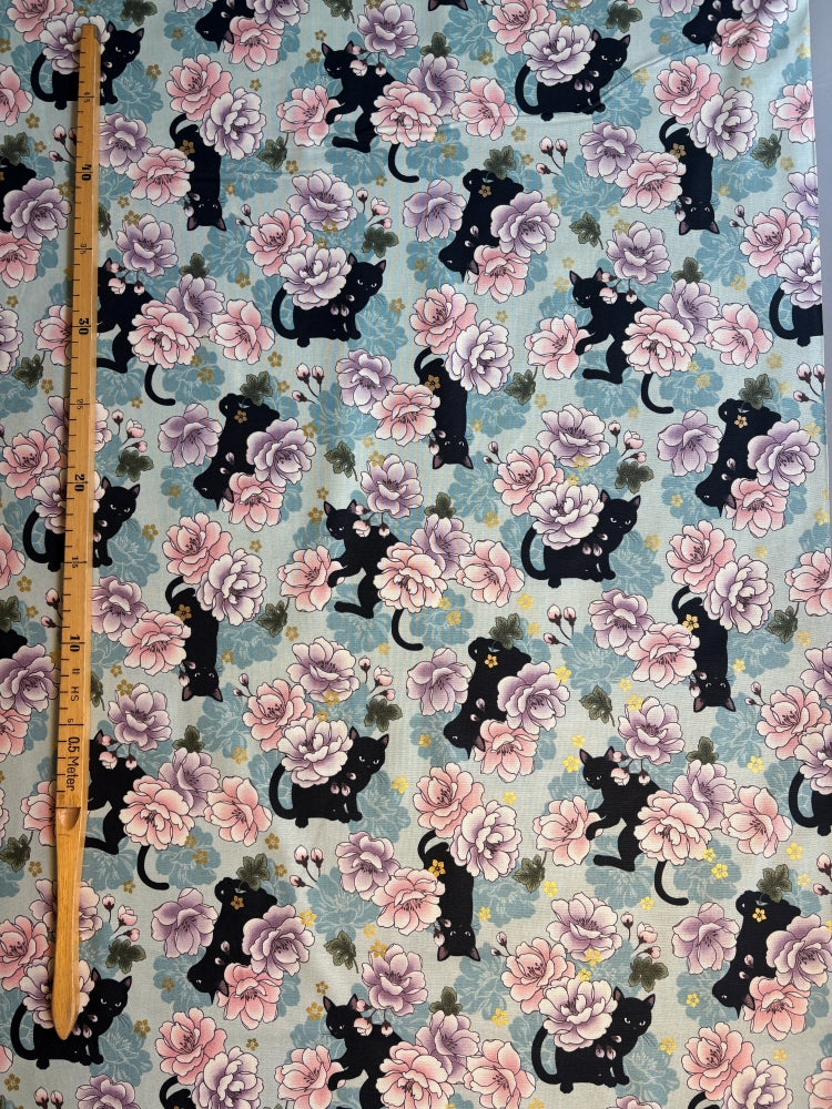 Katzen & Pfingsrosen - mint gold
