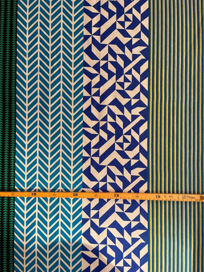 Kokka Echino Canvas Kikakika Panel - blau/petrol/türkis