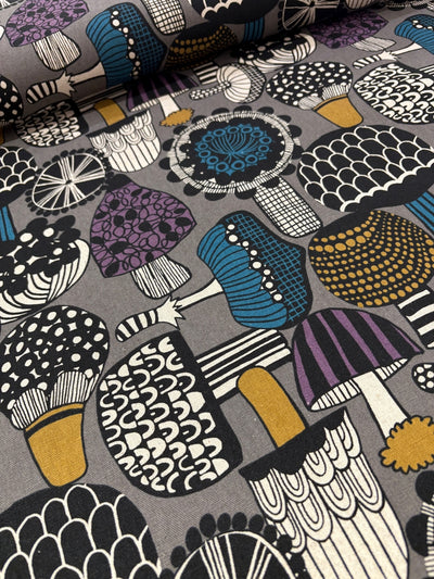 Canvas Graphic Mushrooms - Grey