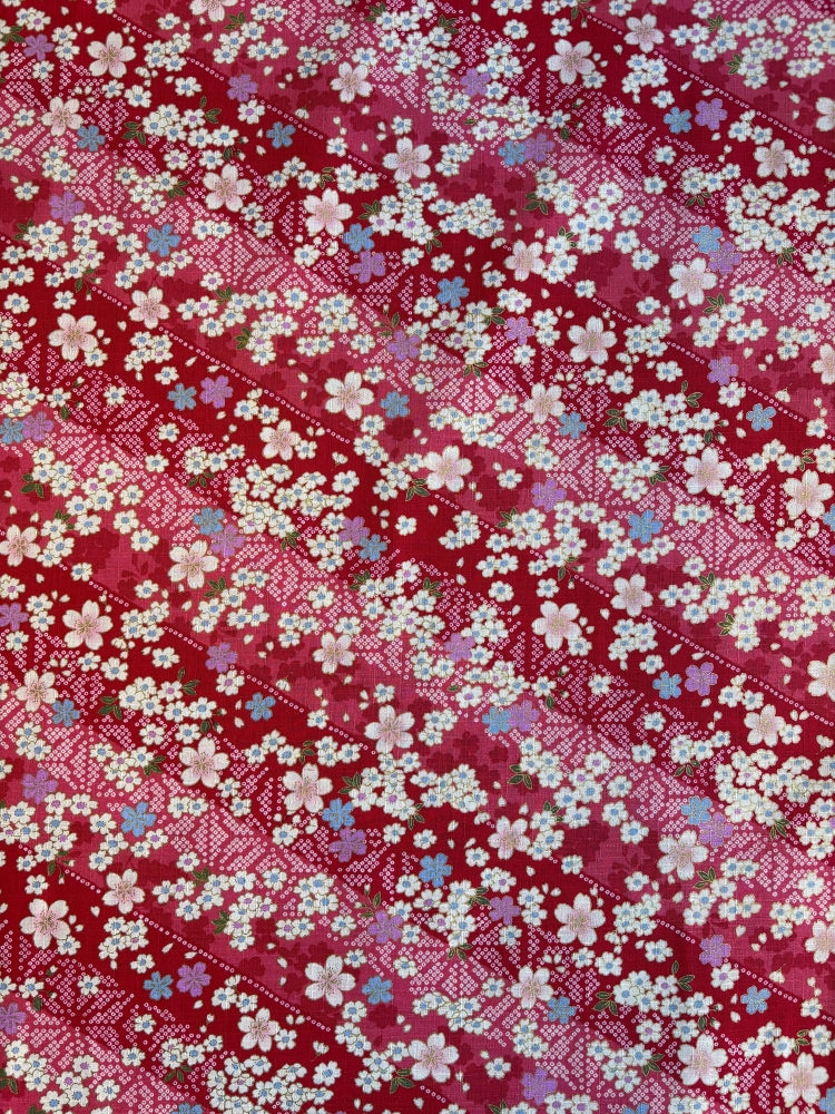 Hokkoh Sakura & Streifen - Leinenoptik - rot