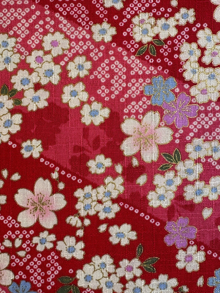 Hokkoh Sakura & Streifen - Leinenoptik - rot