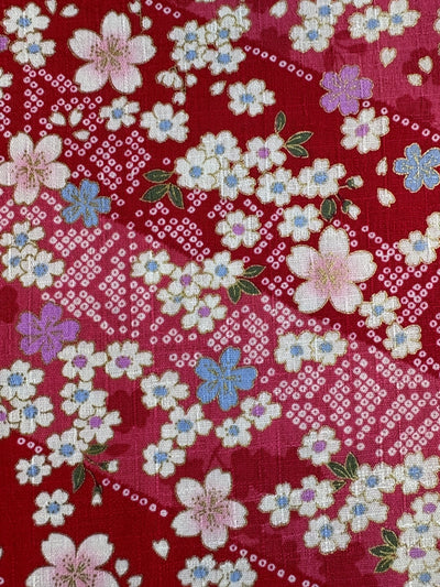 Hokkoh Sakura & Streifen - Leinenoptik - rot