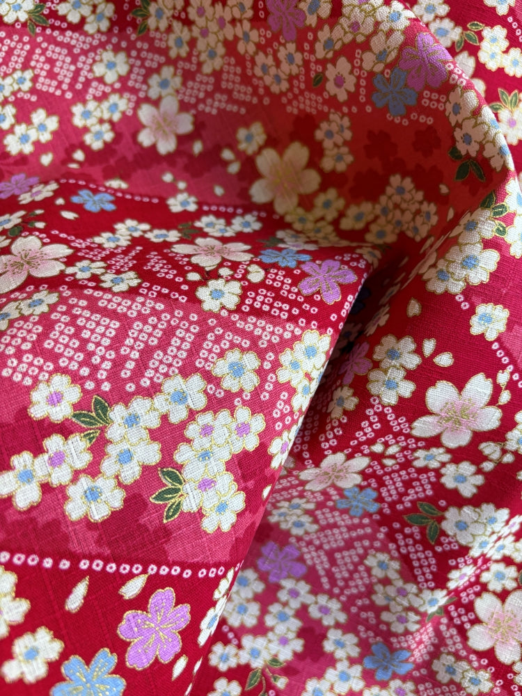 Hokkoh Sakura & Streifen - Leinenoptik - rot