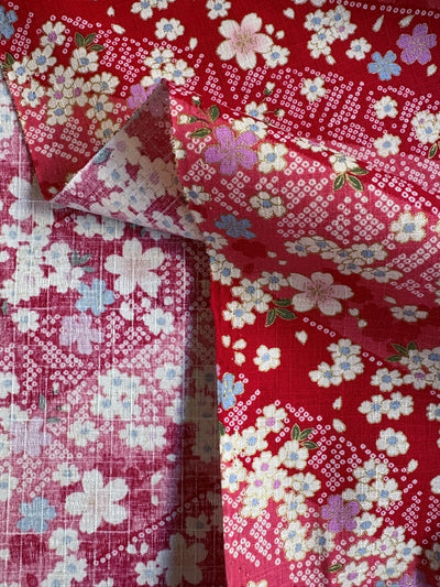 Hokkoh Sakura & Streifen - Leinenoptik - rot