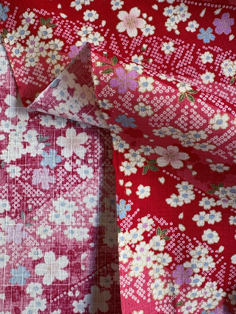 Hokkoh Sakura & Streifen - Leinenoptik - rot