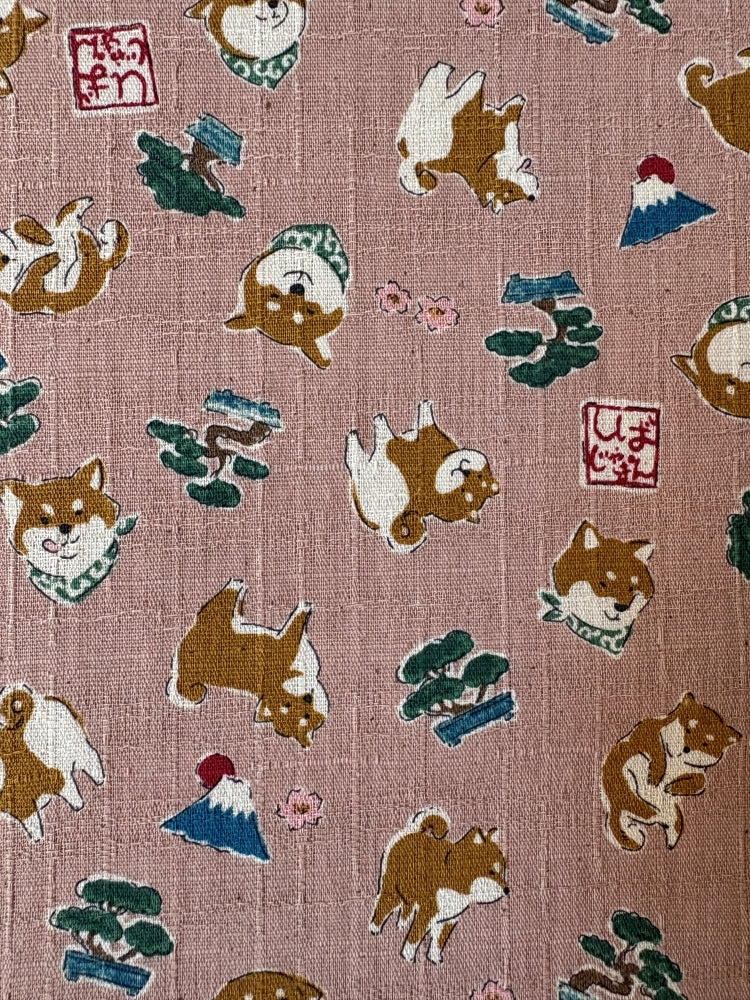 Kokka Shiba Inu & Fuji - Leinenoptik - altrosé