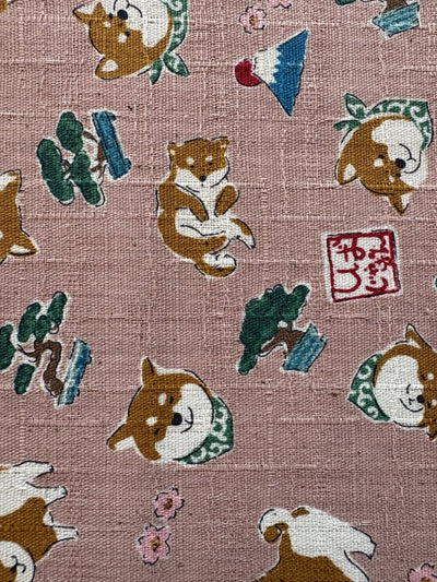 Kokka Shiba Inu & Fuji - Leinenoptik - altrosé