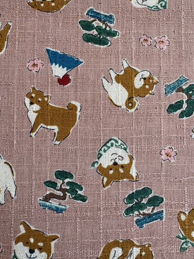 Kokka Shiba Inu & Fuji - Leinenoptik - altrosé