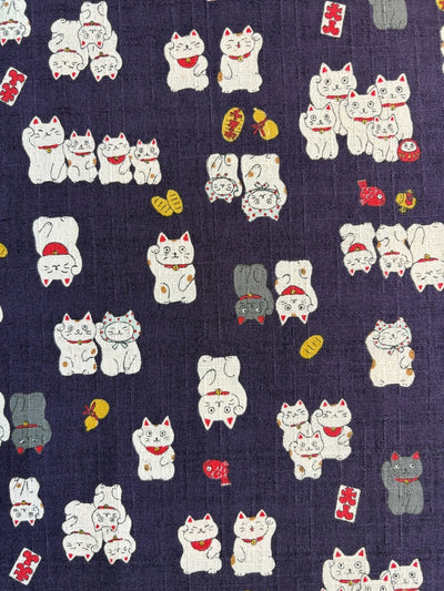 Kokka Winkekatze - Leinenoptik - violett