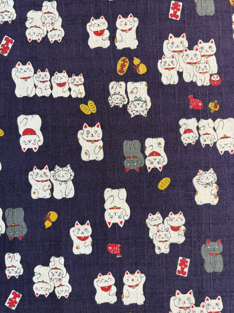 Kokka Winkekatze - Leinenoptik - violett