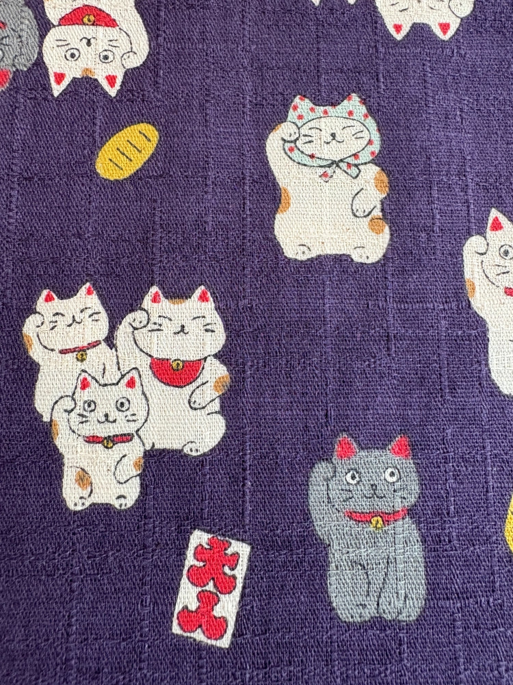 Kokka Winkekatze - Leinenoptik - violett
