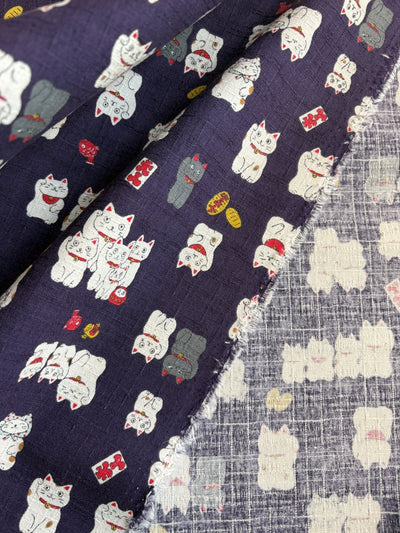 Kokka Winkekatze - Leinenoptik - violett