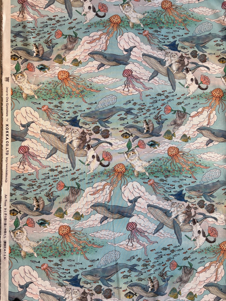 Kokka - 365 Cat Art - Cat Friends in Wonderland - Sheeting