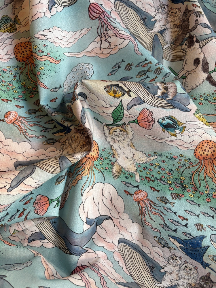 Kokka - 365 Cat Art - Cat Friends in Wonderland - Sheeting