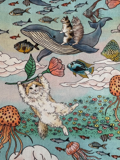 Kokka - 365 Cat Art - Cat Friends in Wonderland - Sheeting