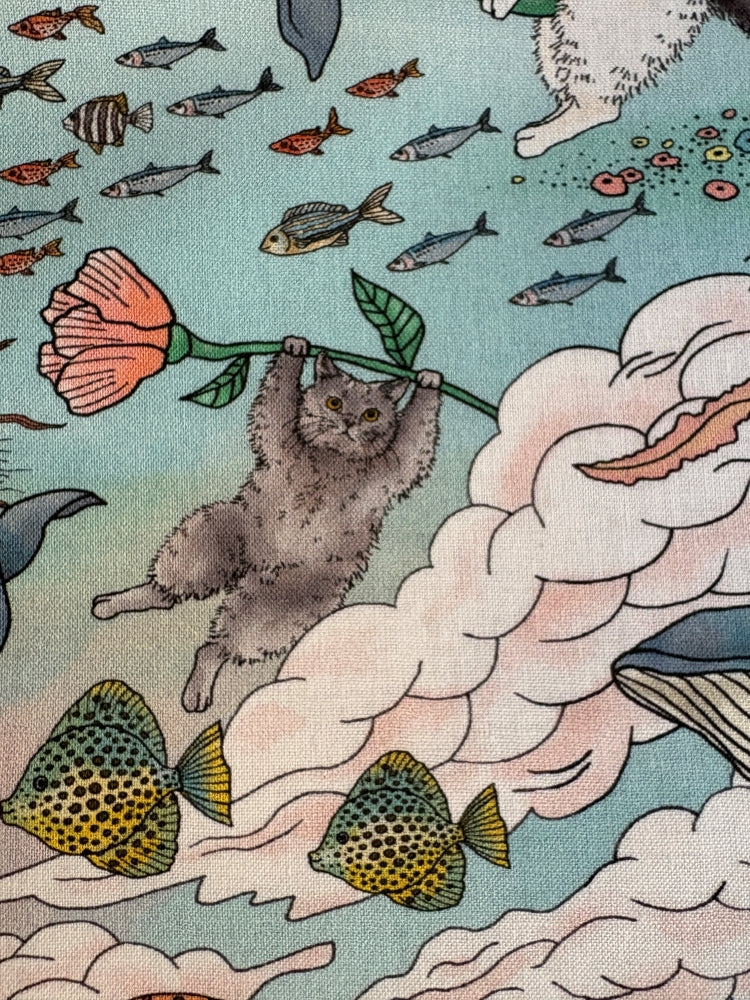 Kokka - 365 Cat Art - Cat Friends in Wonderland - Sheeting