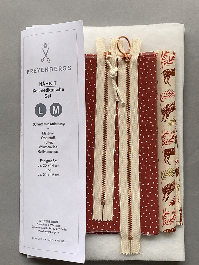 Nähkit – Kosmetiktasche Set, Grassland Tiere