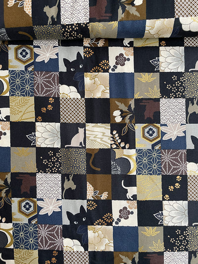 Katzen Karo schwarz gold